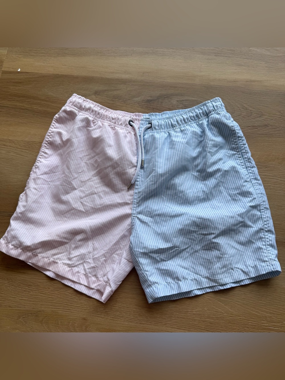Frank’s Two-Tone Pink & Light Blue Swim Board Shorts medium elastic waist lined